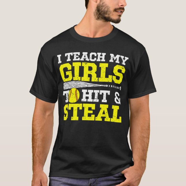 Camiseta Softball Mom Softball Dad Ieach My Girls to Hit an (Anverso)