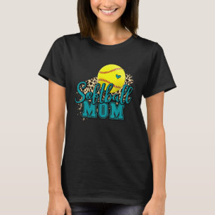 Camiseta Softball Mom Softball Leopard Verde azulado por el