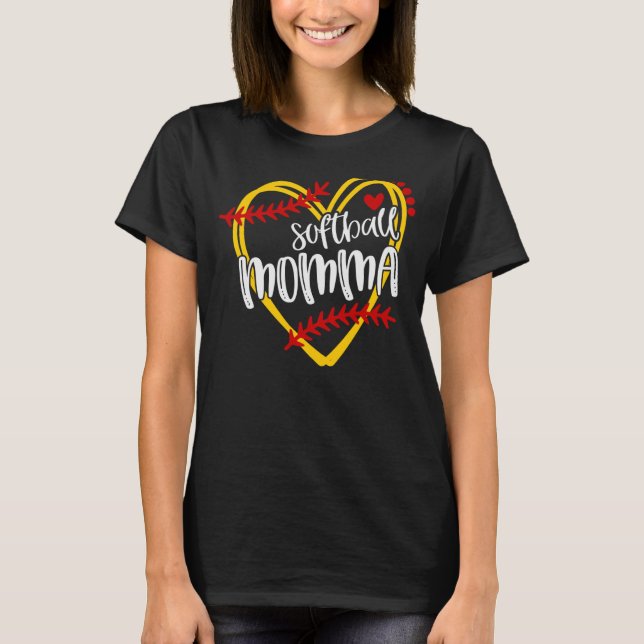 Camiseta Softball Momma Mom Softball Softball Corazón (Anverso)