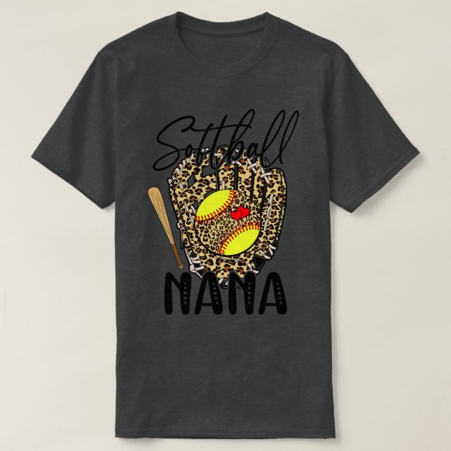 Camiseta Softball Nana Leopard Game Day Softball Lover Moth (Diseño del anverso)