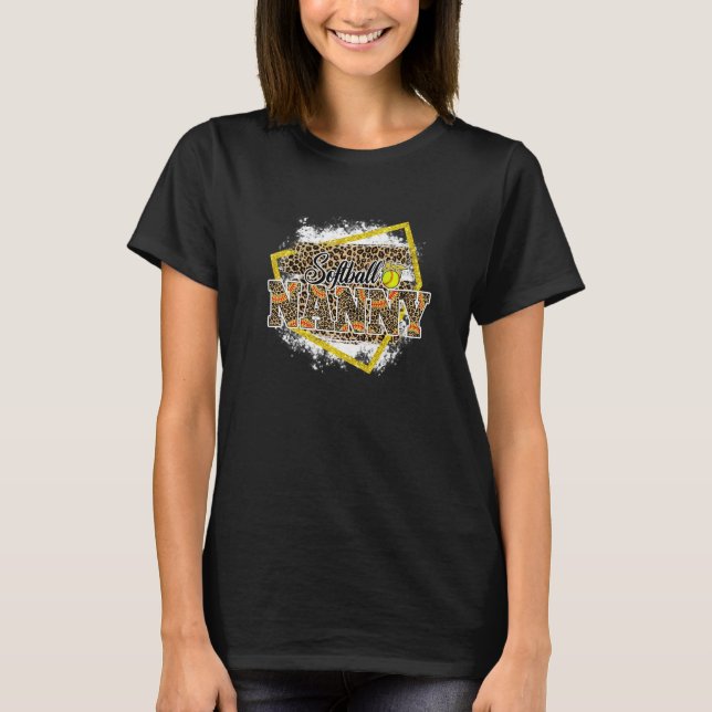 Camiseta Softball Nanny Leopard Bleached Family Matching   (Anverso)