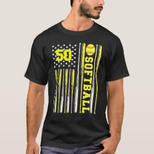 Camiseta Softball Número 50 Cincuenta Bandera Estadounidens