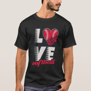 Camiseta Softball Player Softball Rosas del corazón Aman So