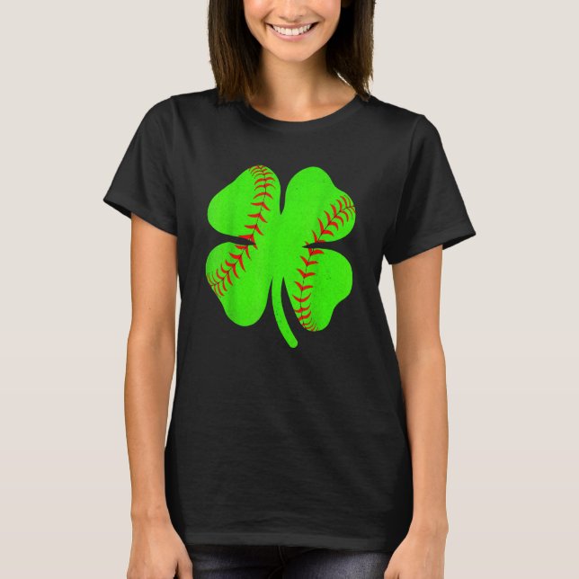 Camiseta Softball Shamrock Lucky Clover Irish St Patrick's  (Anverso)
