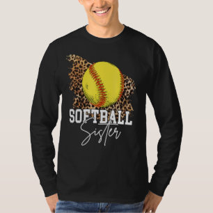 Camiseta Softball Sister Leopard Heart
