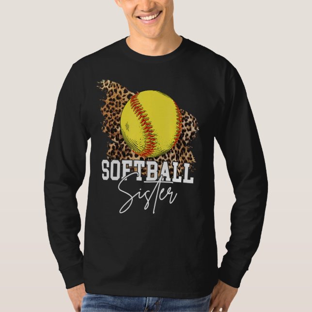 Camiseta Softball Sister Leopard Heart (Anverso)