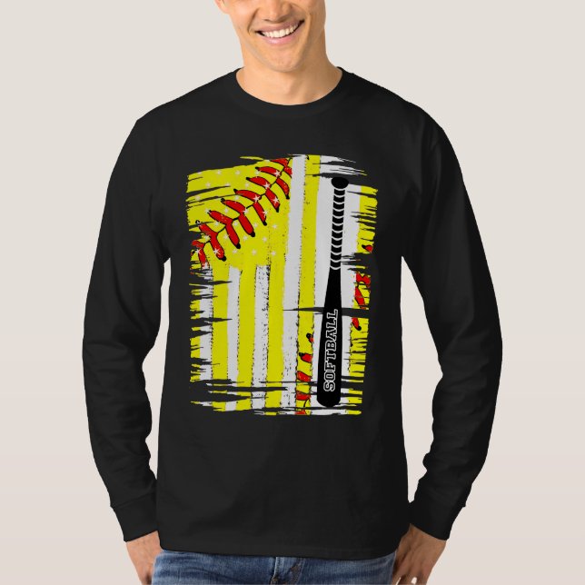 Camiseta Softball Softball Player US Flag Themed Sport Coac (Anverso)