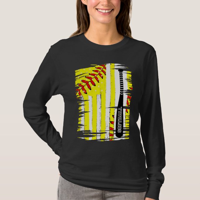 Camiseta Softball Softball Player US Flag Themed Sport Coac (Anverso)
