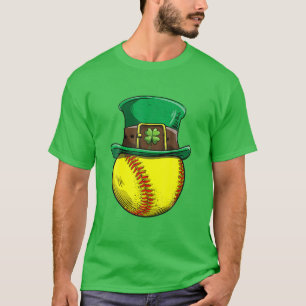 Camiseta Softball St Patricks Day Ball Leprechaun Gorra Cat