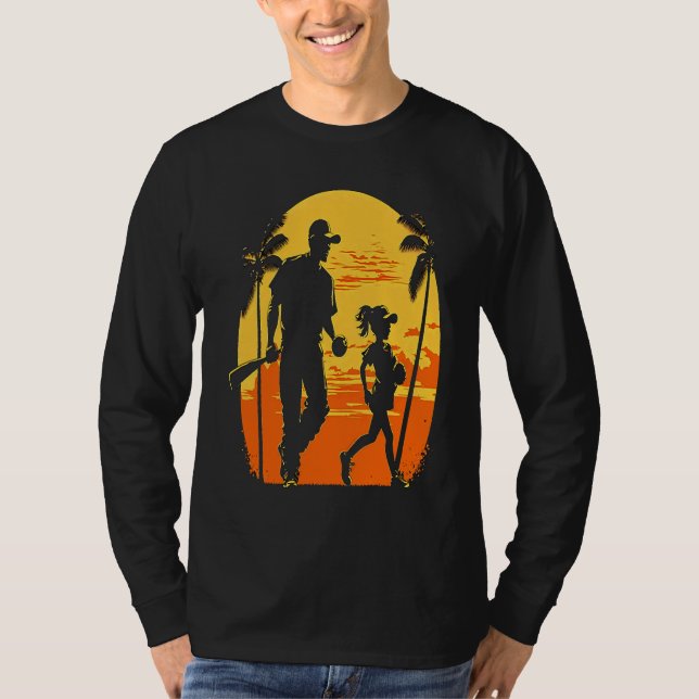 Camiseta Softball Team Fans Father And Daughter Playing  3 (Anverso)