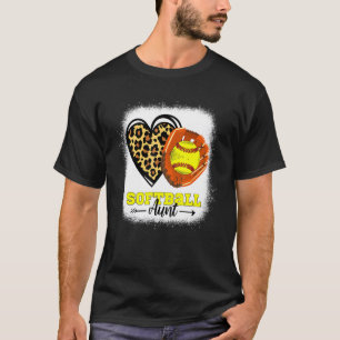 Camiseta Softball Tía Bleached Leopard Heart Glove Softbal
