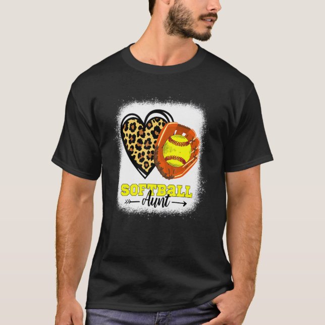 Camiseta Softball Tía Bleached Leopard Heart Glove Softbal (Anverso)