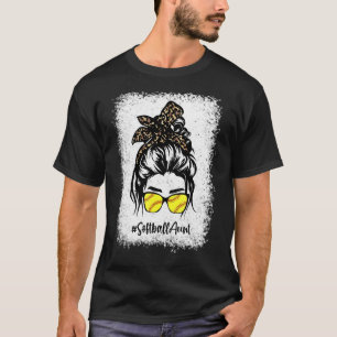 Camiseta Softball tía Messy Hair Bun Leopard Mujer Madre