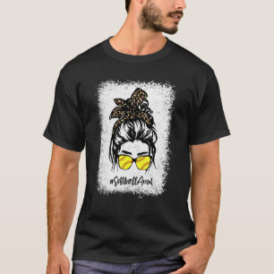 Camiseta Softball tía Messy Hair Bun Leopard Mujer Madre