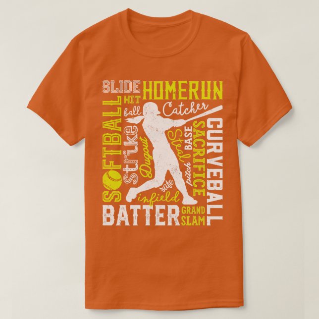 Camiseta Softball Typography Softball para hombres mujeres  (Diseño del anverso)