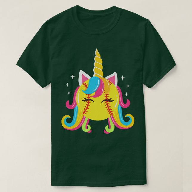 Camiseta Softball Unicorn Kawaii (Diseño del anverso)