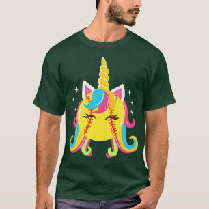Camiseta Softball Unicorn Kawaii