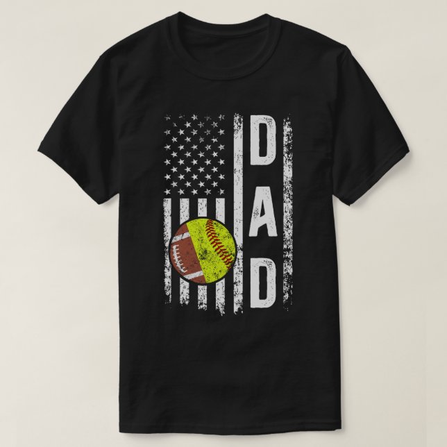 Camiseta SoftballDad Bandera de Estados UnidosPadre de Soft (Diseño del anverso)