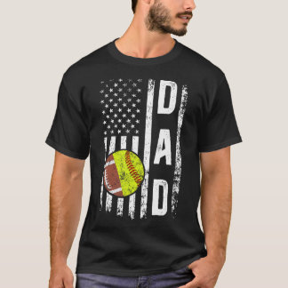 Camiseta SoftballDad Bandera de Estados UnidosPadre de Soft