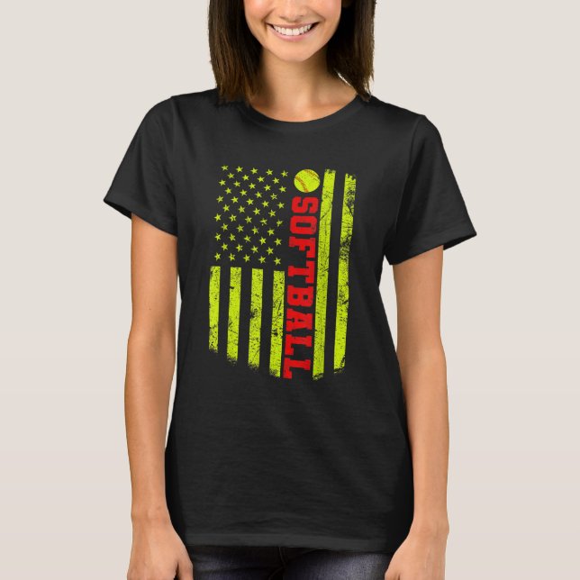 Camiseta Softbol Bandera Americana de Estados Unidos (Anverso)