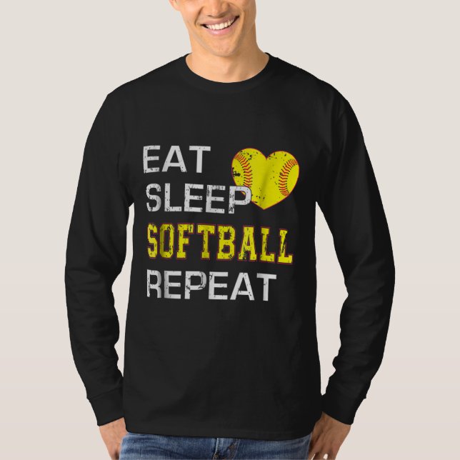 Camiseta Softbol Comer Sleep Sofball Repetir (Anverso)