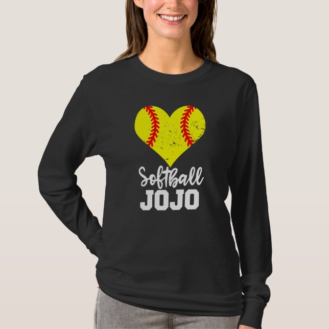 Camiseta Softbol Jojo Softbol Corazón Abuela JoJo (Anverso)