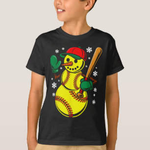 Camiseta Softbol Santa Hat Snowman Xmas Funny Softball Chr