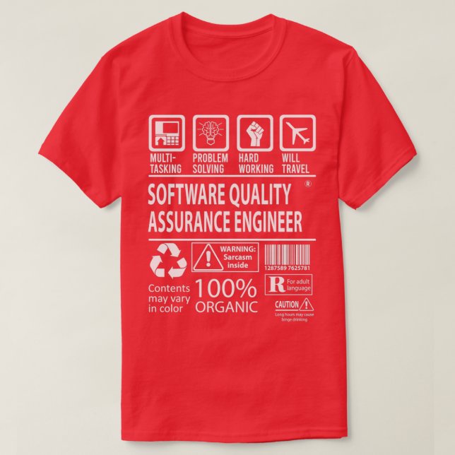 Camiseta Software Quality Assurance Engineer MultiTasking C (Diseño del anverso)