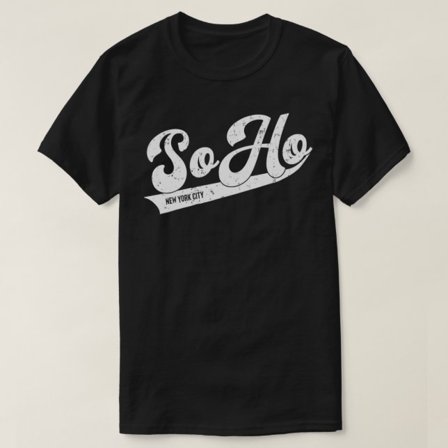 Camiseta Soho New York City Typographic Distressed Design  (Diseño del anverso)