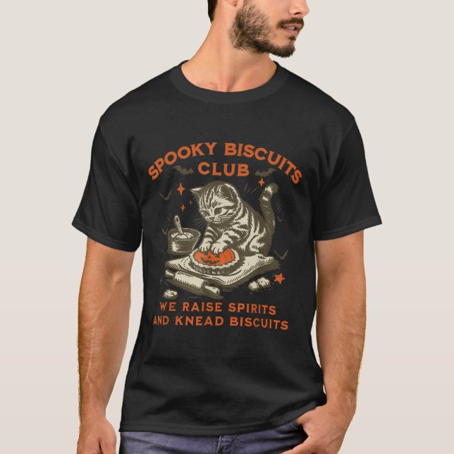 Camiseta Soky Biscuits Club Cat, Funny Halloween Baking  (Anverso)