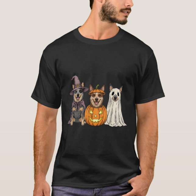 Camiseta Soky Ghost Blue Heeler Pumpkin Halloween Dog Lover (Anverso)