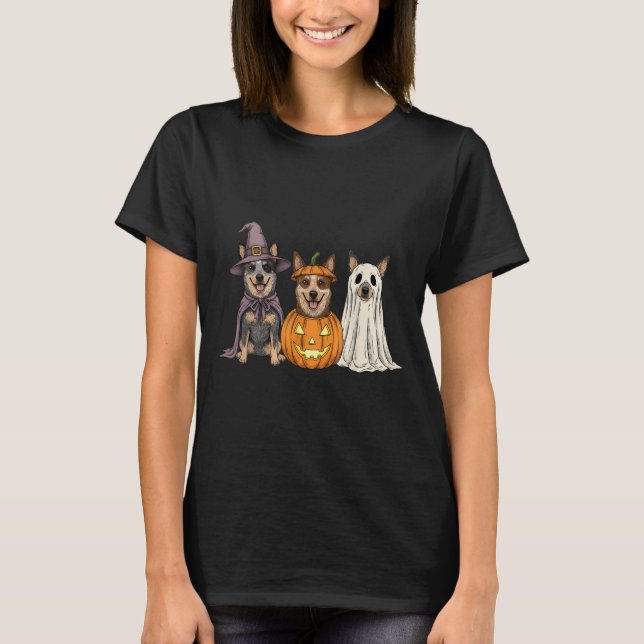 Camiseta Soky Ghost Blue Heeler Pumpkin Halloween Dog Lover (Anverso)
