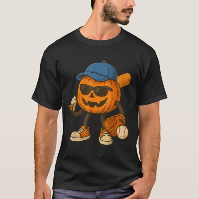 Camiseta Soky Jack O Lantern Béisbol Halloween me disfraza (Anverso)