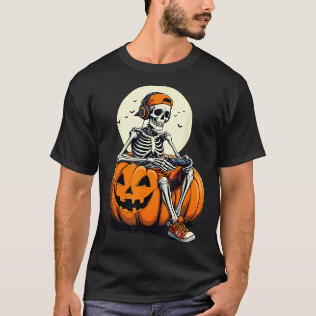Camiseta Soky Pumpkin &amp; Skeleton Gamer Tee _ Boys &amp; (Anverso)