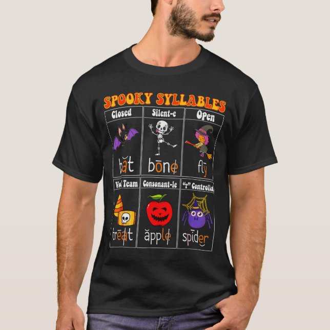 Camiseta Soky Syllables Teacher Funny Halloween Educational (Anverso)