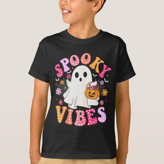 Camiseta Soky Vibes Ghost Retro Groovy Halloween Women Girl (Anverso)