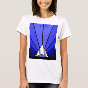 Camiseta Sol Art Decó en azul