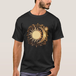 Camiseta Sol Celestial Luna de Yoga Meditación Budismo Zen