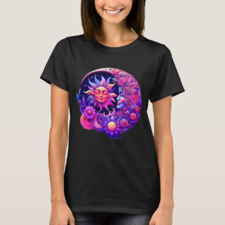 Camiseta Sol Celestial Místico Y Luna