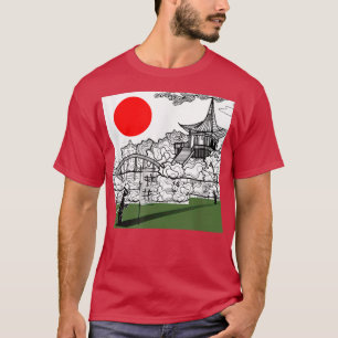 Camiseta Sol de estilo japonés, en murciélago de ninjas roj