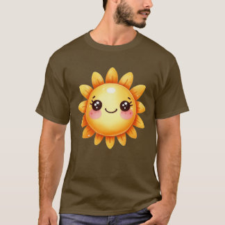 Camiseta Sol de girasol de color de agua alegre y sonriente