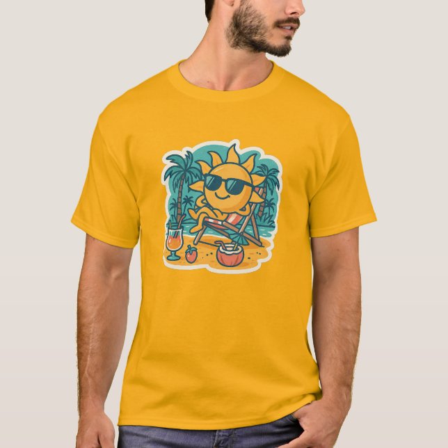 Camiseta Sol de Verano Genial – Vibraciones Retro de Playa (Anverso)