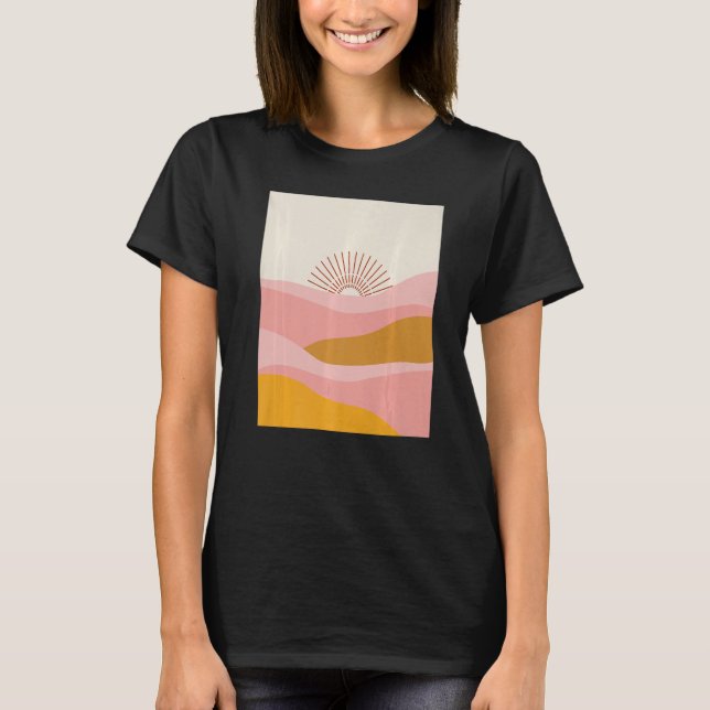 Camiseta Sol del desierto del Boho Olas de sol en rosa, Nar (Anverso)