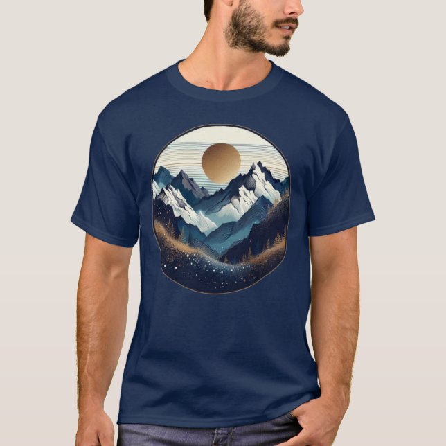 Camiseta Sol dorado sobre los picos de montaña (Anverso)