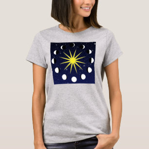 Camiseta Sol, fases lunares y estrellas
