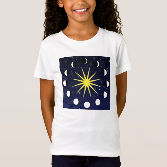 Camiseta Sol, fases lunares y estrellas (Anverso)