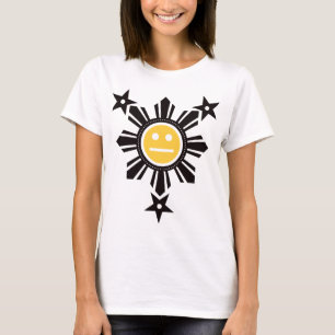 Camiseta Sol filipino y rostro de estrellas - negro y amari