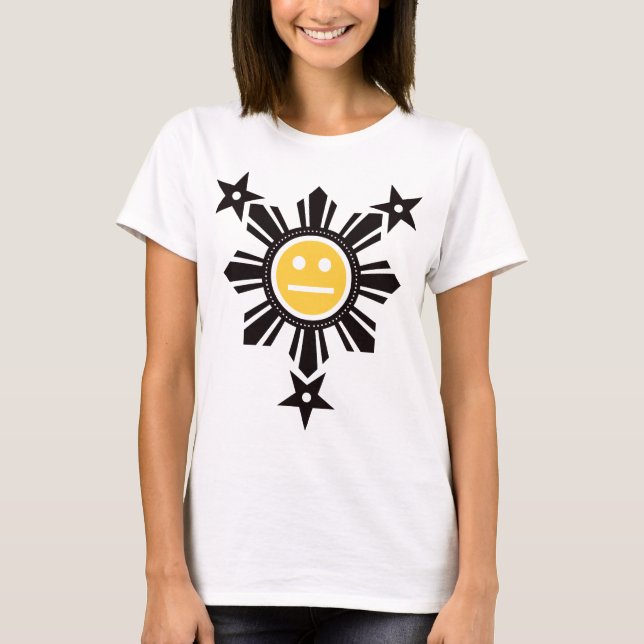 Camiseta Sol filipino y rostro de estrellas - negro y amari (Anverso)