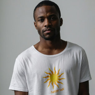 Camiseta Sol Flamígero Divertido Amarillo y Naranja