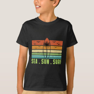 Camiseta Sol Mar Oleaje Retro Playa Tabla de Surf 70s Vinta